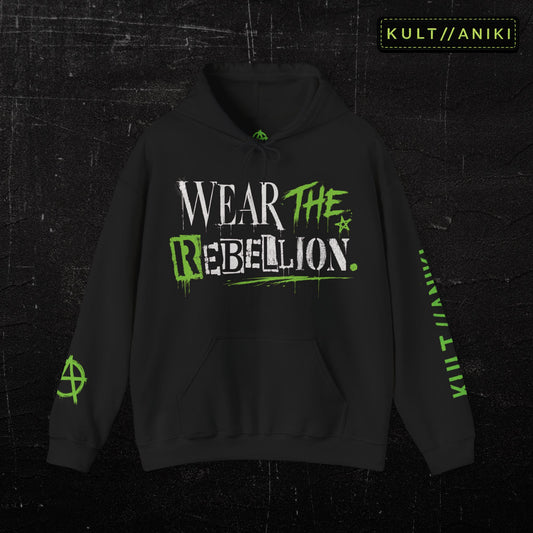 KULT//ANIKI "Wear The Rebellion" ACID GREEN Heavy Blend Hoodie