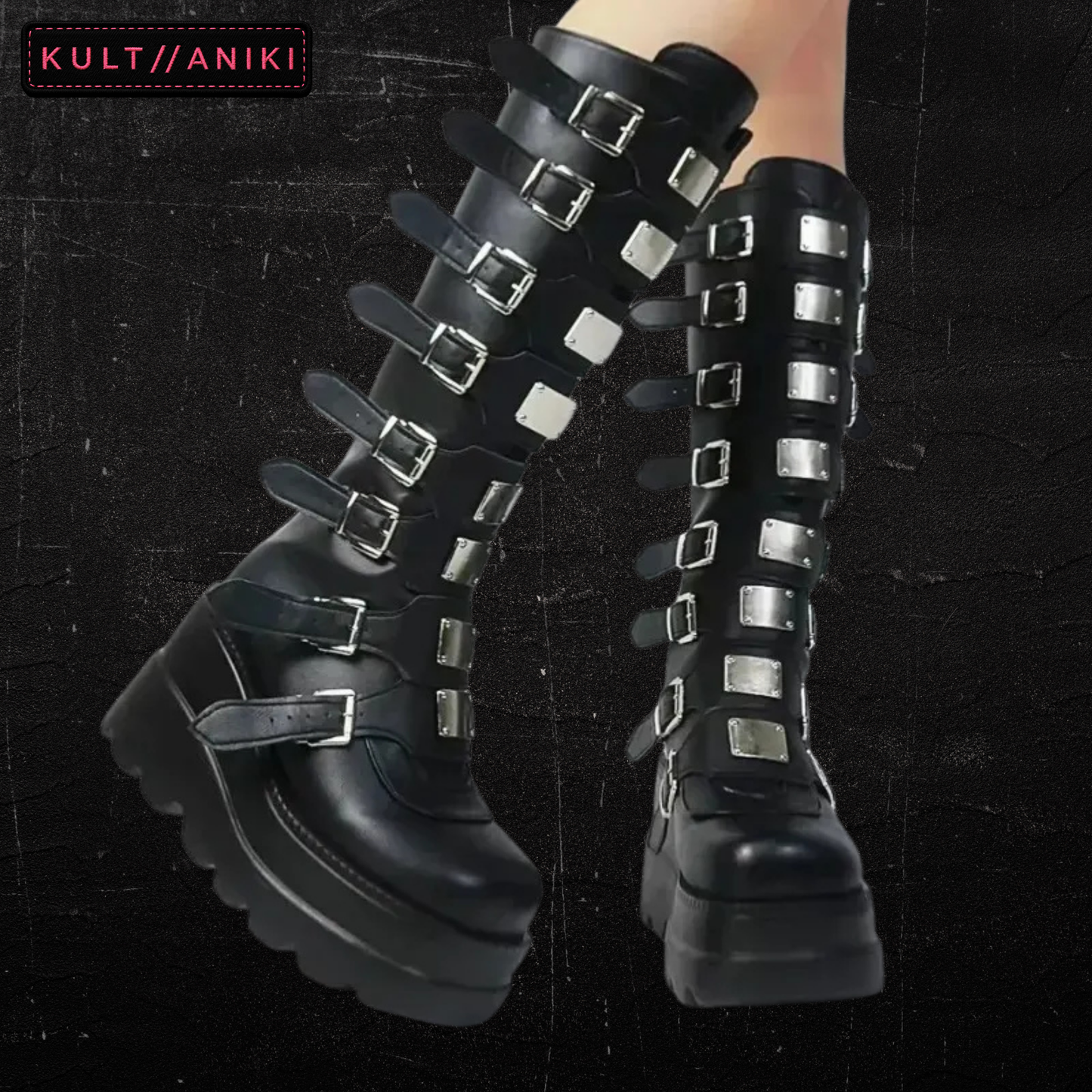 MIDNIGHT//RIOT Buckle Platform Boots