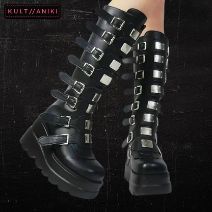 MIDNIGHT//RIOT Buckle Platform Boots
