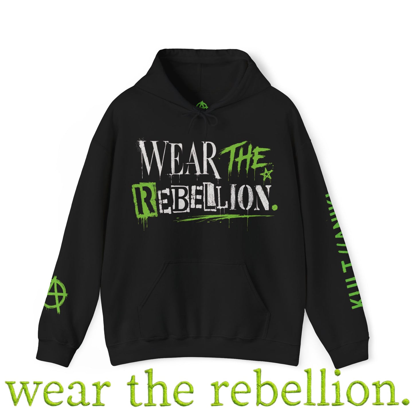 KULT//ANIKI "Wear The Rebellion" ACID GREEN Heavy Blend Hoodie