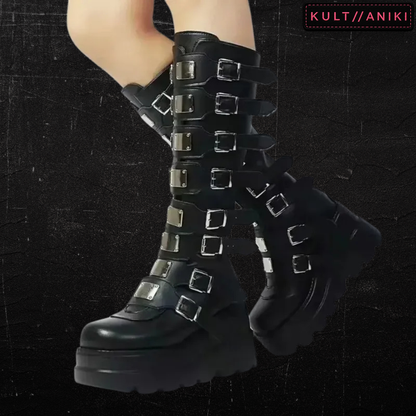 MIDNIGHT//RIOT Buckle Platform Boots